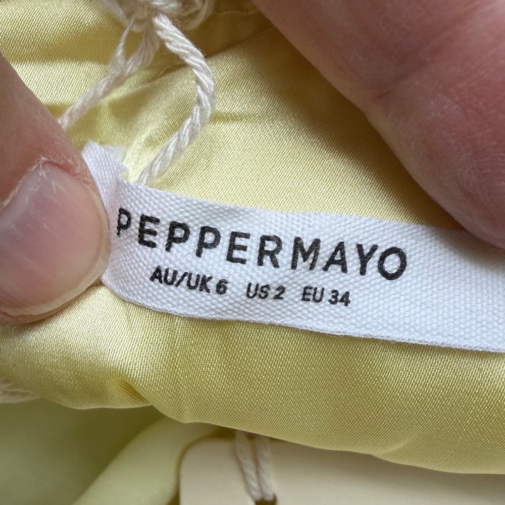 Peppermayo Be Mine Satin Maxi Dress‎ 2 Canary Yellow Bias Cowl Open Back Chic - Picture 16 of 16